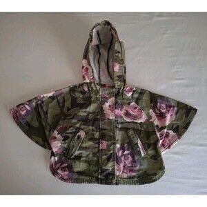 Gap Baby Girls Toddler 18-24M Camo Floral Hooded Poncho Parka Jacket Adorable
